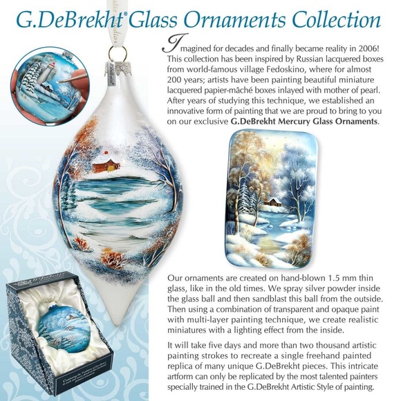 G. DeBrekht Lighting the Way North Star Ornament Mercury Glass Blue New In Box - Picture 5 of 6